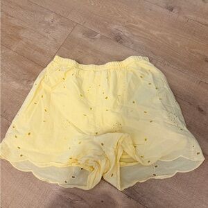 a new day Pale Yellow Eyelet Elastic Waist Shorts